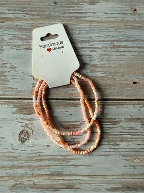 Orange jewelry Peach & Cream Beaded Stretch Bracelet Set, Bohemia style